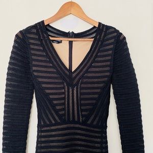 Bebe Black Long Sleeve Fitted Dress